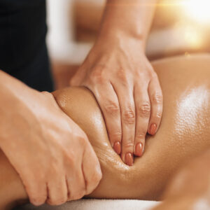 Anti Cellulite Thigh Massage In A Beauty Spa Salon.